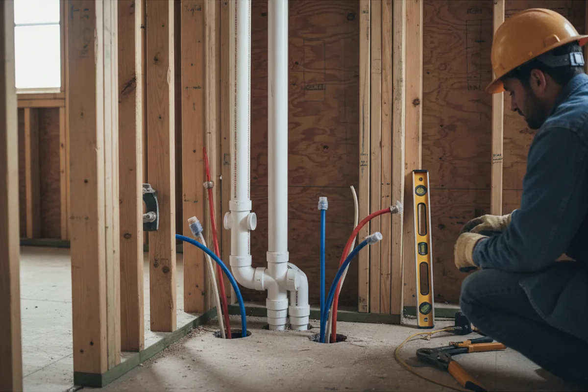 Drain and supply rough-in during Sump Pump Repair in Green Valley